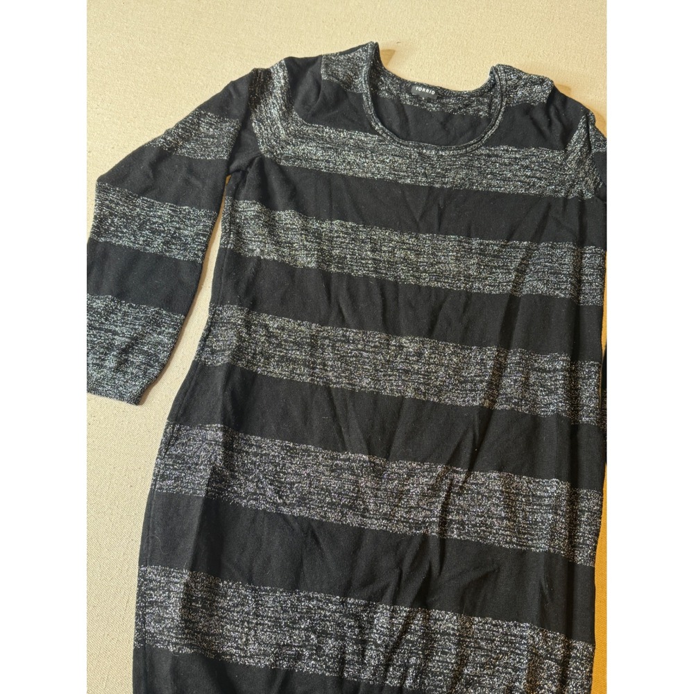 Torrid Black Silver Metallic Striped Scoop Neck Sweater Bodycon Dress Size 3X
